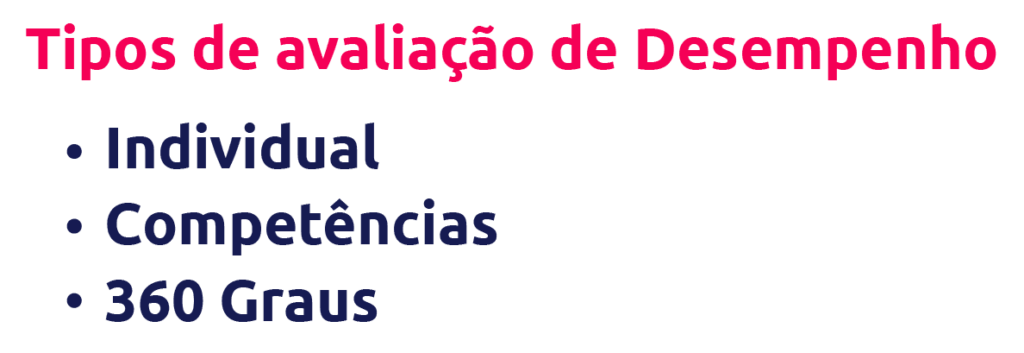 tipos de avaliação de desempenho