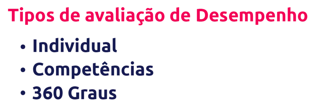 tipos de avaliação de desempenho