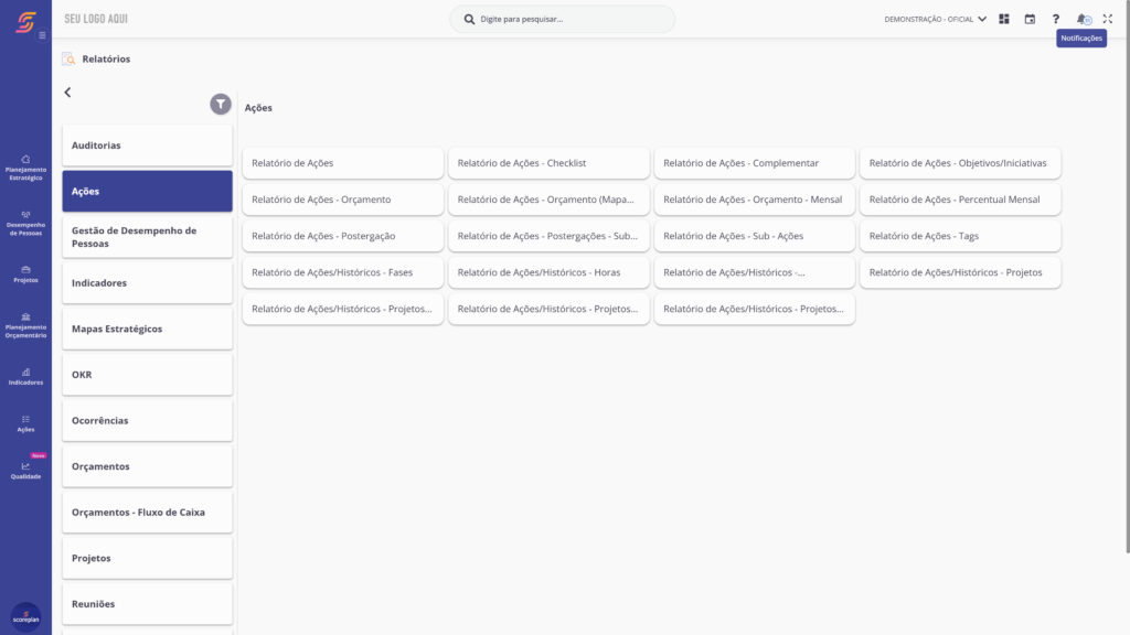 Relatórios e logs Scoreplan