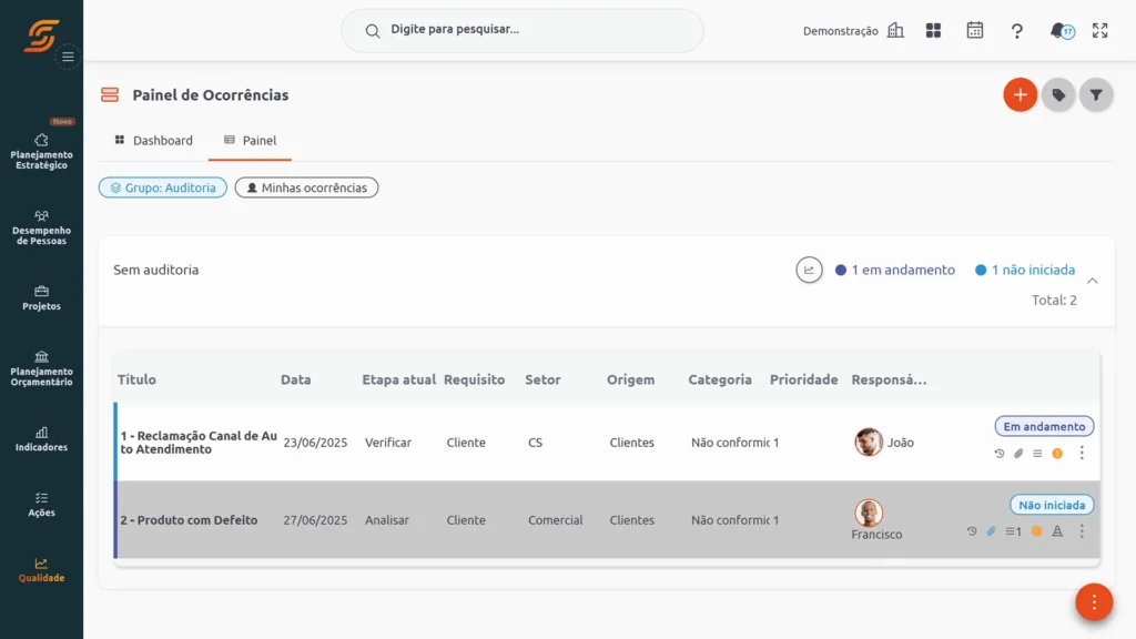 Software de Gestão de Qualidade 8 Software Gestão de Ocorrências Scoreplan todos os Segmentos