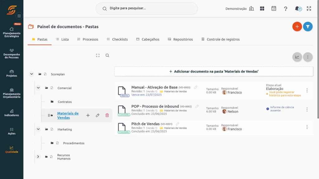 Comércio 9 Software GED Scoreplan todos os Segmentos