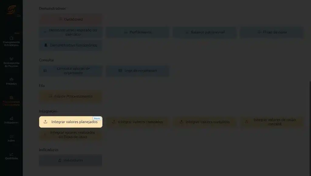 Software de Planejamento Orçamentário 16 Integracoes