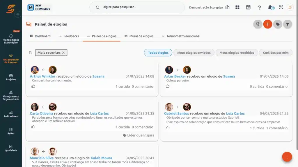 Software de Gestão de Pessoas 7 Elogios