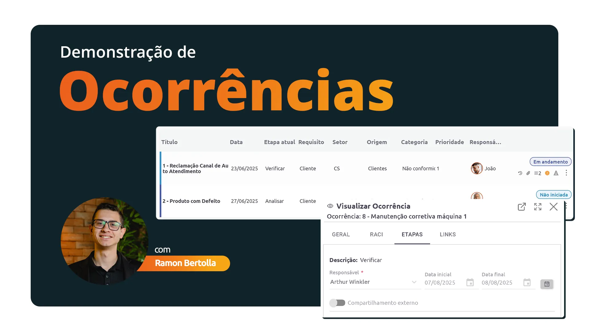 Vídeos demonstrações 11 software de ocorrencias scoreplan
