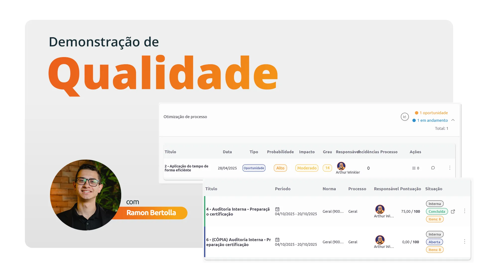 Vídeos demonstrações 4 software de qualidade scoreplan