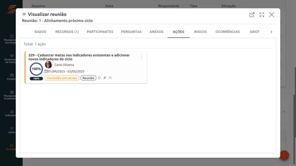 Software de Reuniões 22 Ata automática + Geração de ações
