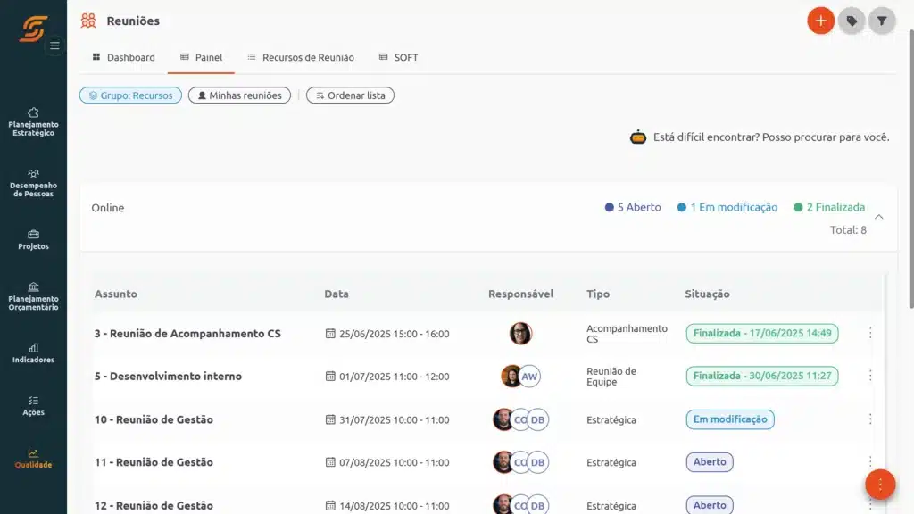 Software de Reuniões 1 Softwares de Reuniões Scoreplan
