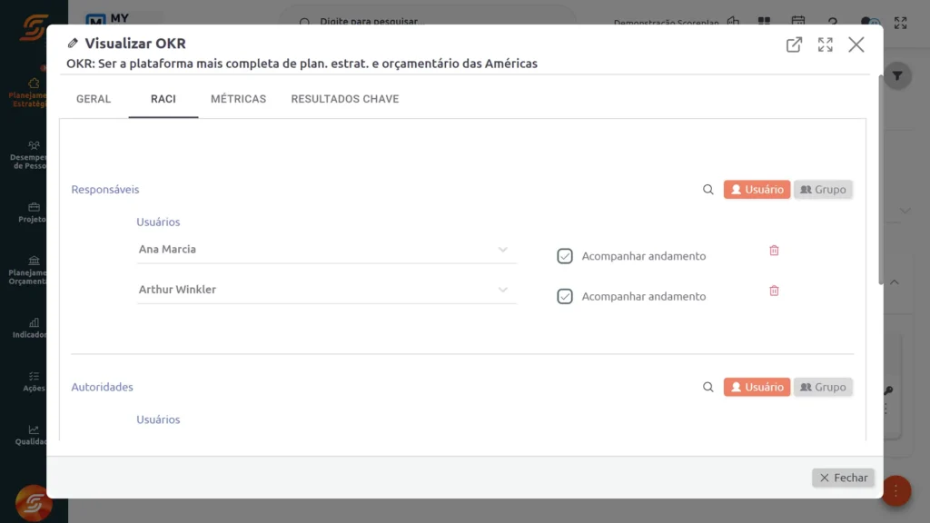 Matriz RACI OKR scoreplan